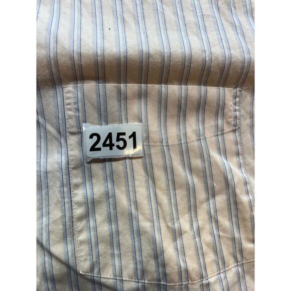 Ted Lapidus French Linen Button Dress Shirt Long Sleeve stripe 42-42 large - Picture 7 of 7